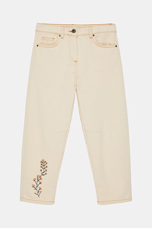 Ecru Straight Leg Kids Pants
