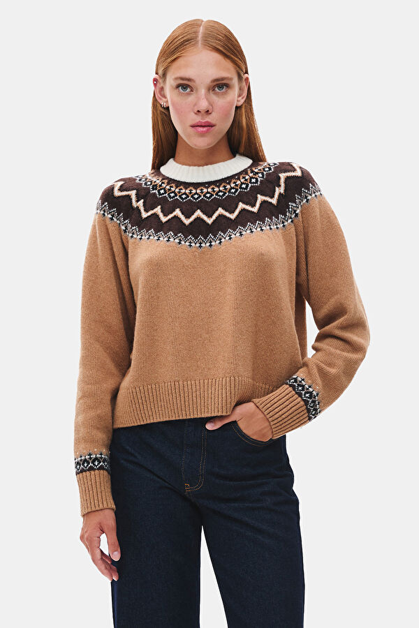 Colorful Patterned Knitted Women's Sweater