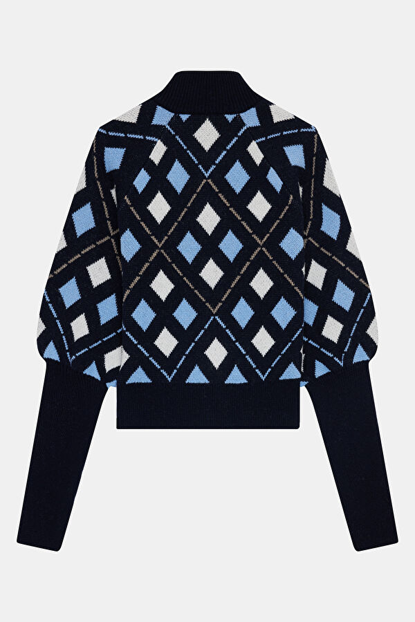 Multicolored Patterned Knit Women's Cardigan 4