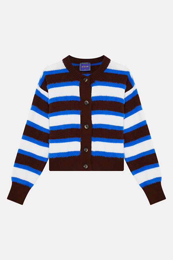 Multicolored Striped Knit Kids Cardigan