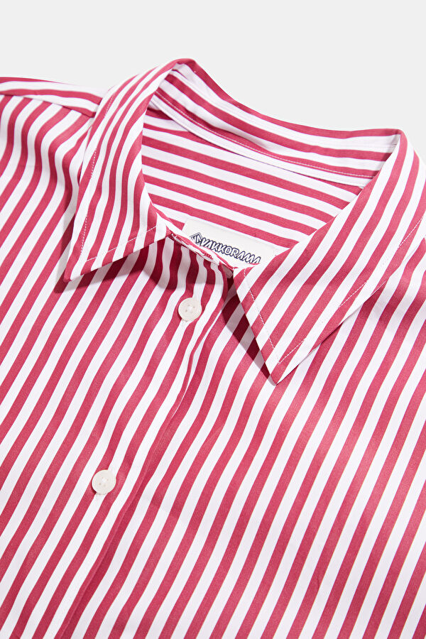 Burgundy Striped Women's Shirt 3