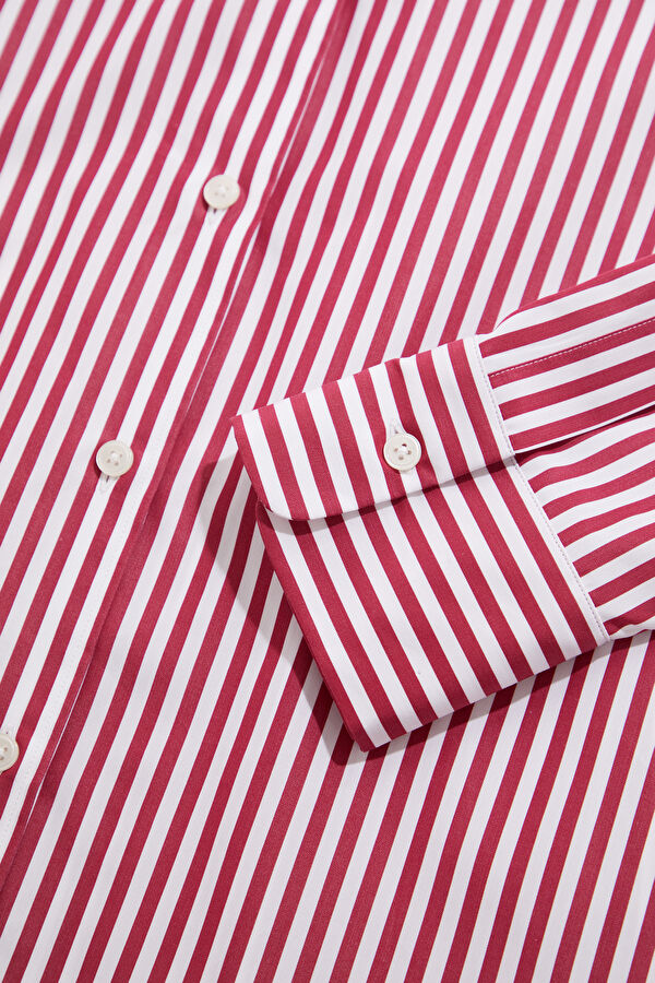 Burgundy Striped Women's Shirt 4