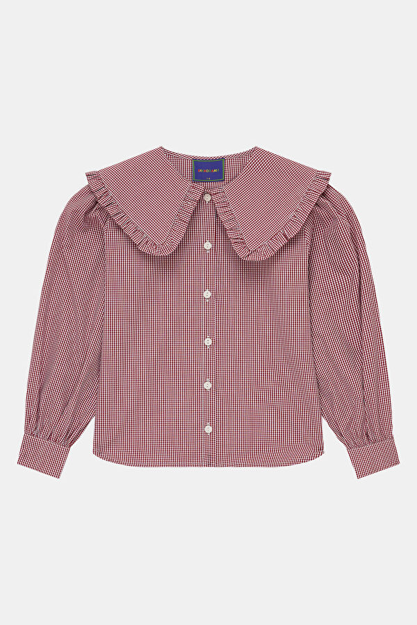 Multicolored Patterned Shawl Collar Kids Shirt