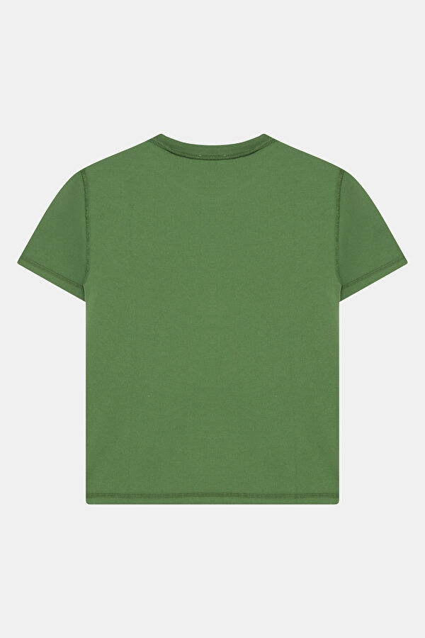 Yeşil O Yaka Desenli Kadın T-Shirt 5