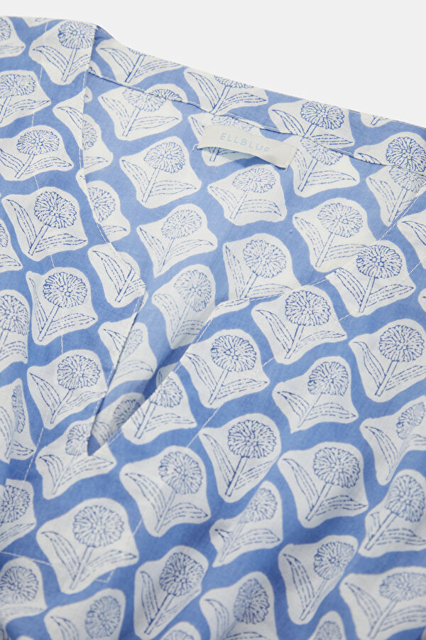 Blue Patterned Mini Women's Dress 3