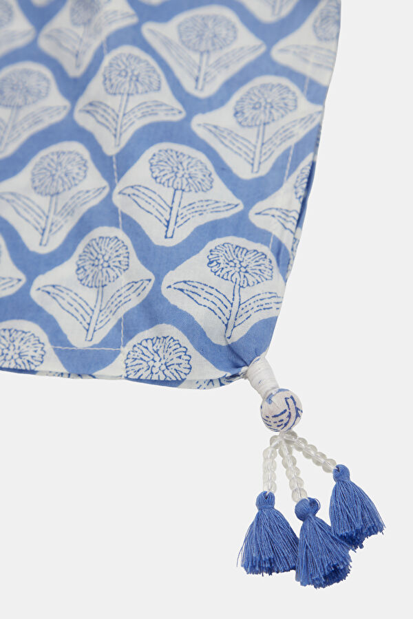 Blue Patterned Mini Women's Dress 5