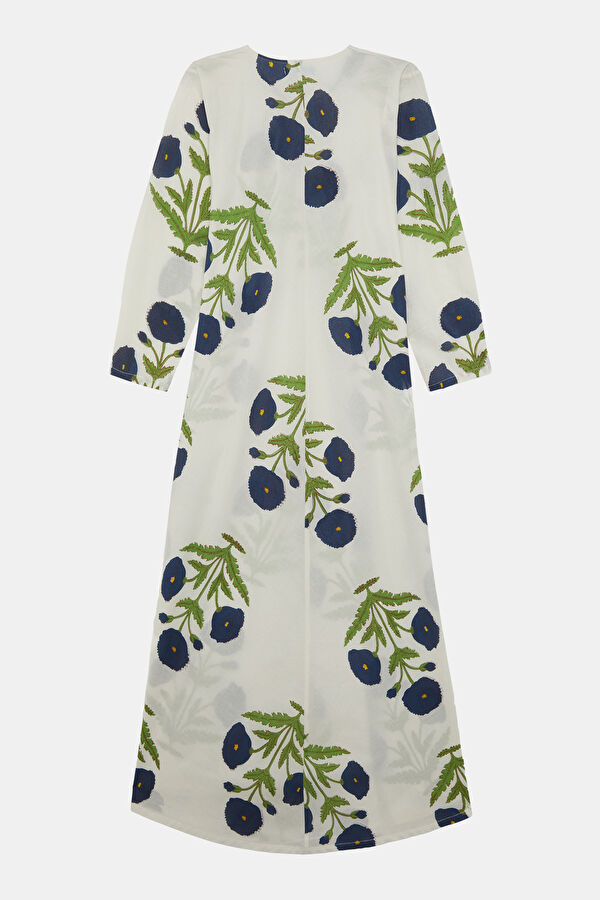Cream Floral Patterned Midi Dress 2