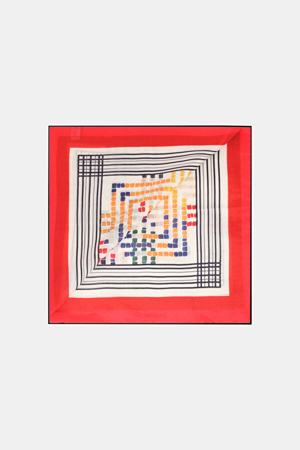Çok Renkli Desenli Pamuk/İpek Bandana