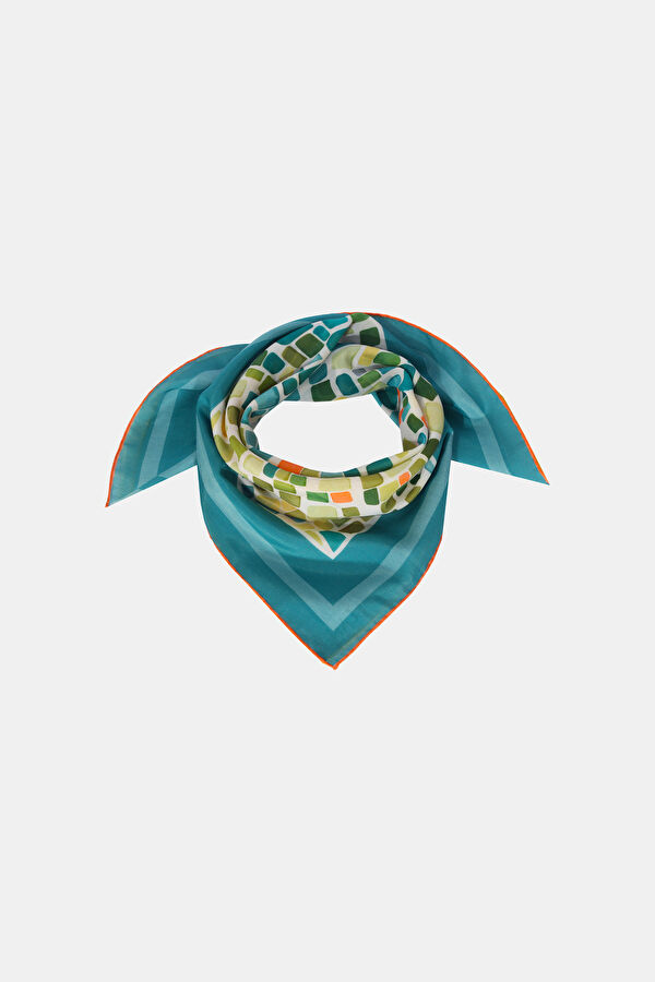 Çok Renkli Desenli Pamuk/İpek Bandana 2