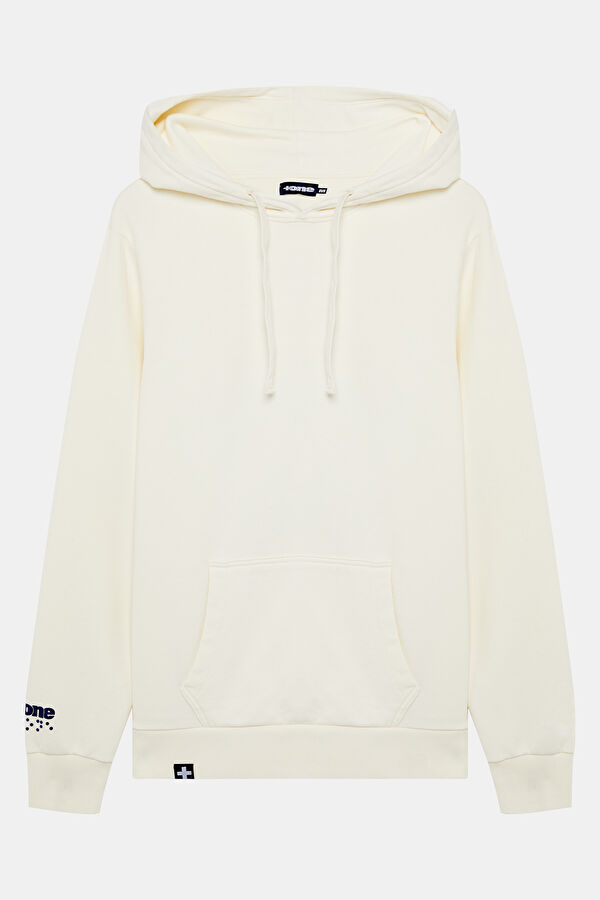 Relax Fit Ecru Hooded Men's Sweatshirt