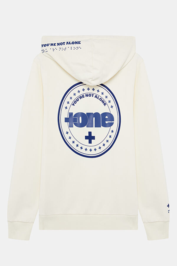 Relax Fit Ecru Hooded Men's Sweatshirt 2