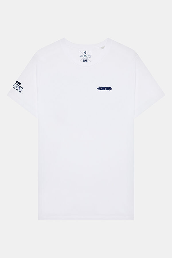 Relax Fit White Crew Neck Embroidered T-Shirt