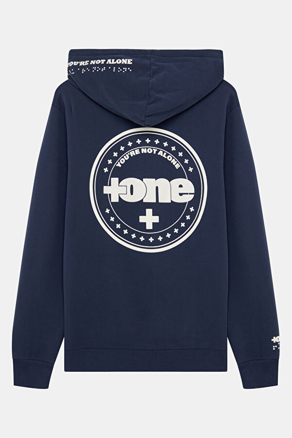 Relax Fit Navy Blue Hooded Men's Sweatshirt 2