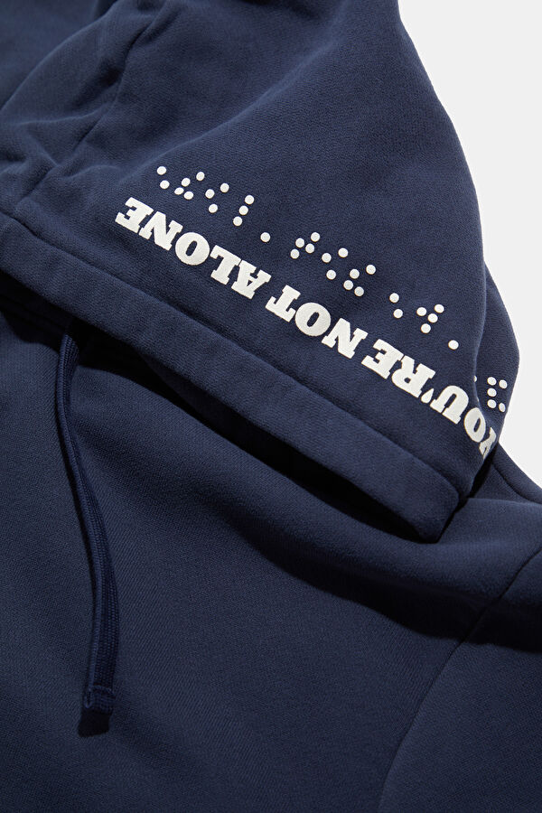 Relax Fit Navy Blue Hooded Men's Sweatshirt 3