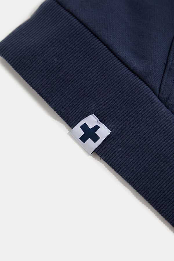 Relax Fit Navy Blue Hooded Men's Sweatshirt 4