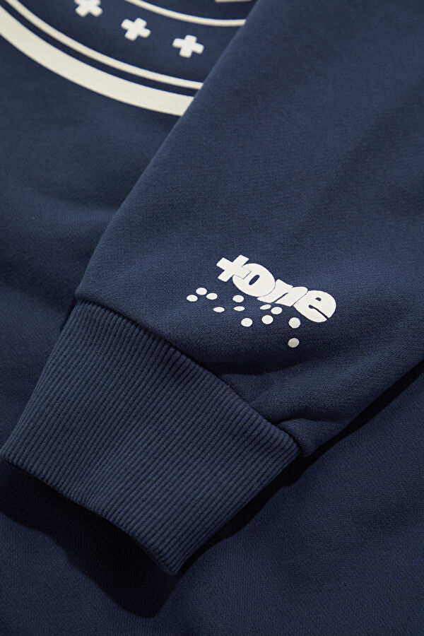 Relax Fit Navy Blue Hooded Men's Sweatshirt 6