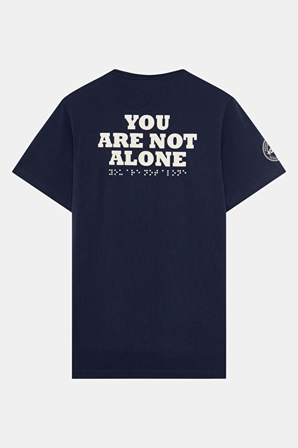 Relax Kalıp Lacivert Bisiklet Yaka Nakışlı Erkek T-Shirt 2