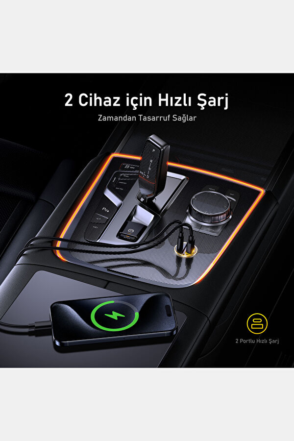 Superauto PD 45W 2 Portlu Siyah Araba Şarj Cihazı 5