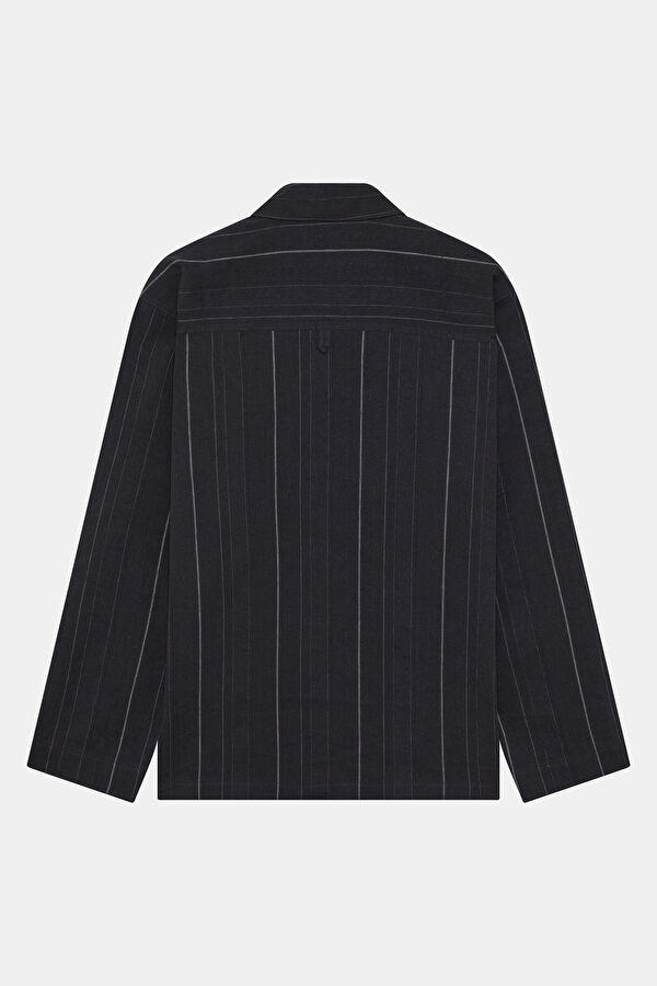 Black Buttoned Cotton/Silk Men's Jacket 2