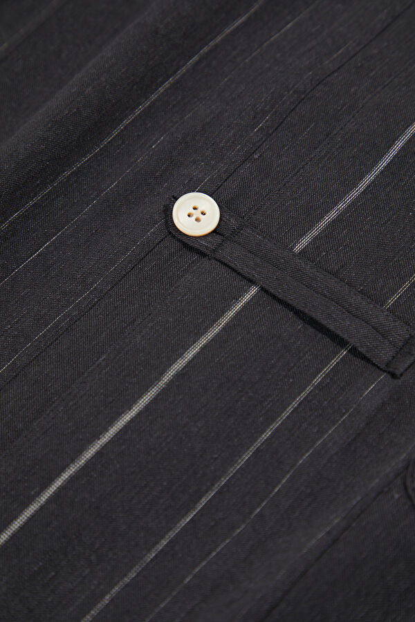 Black Buttoned Cotton/Silk Men's Jacket 4