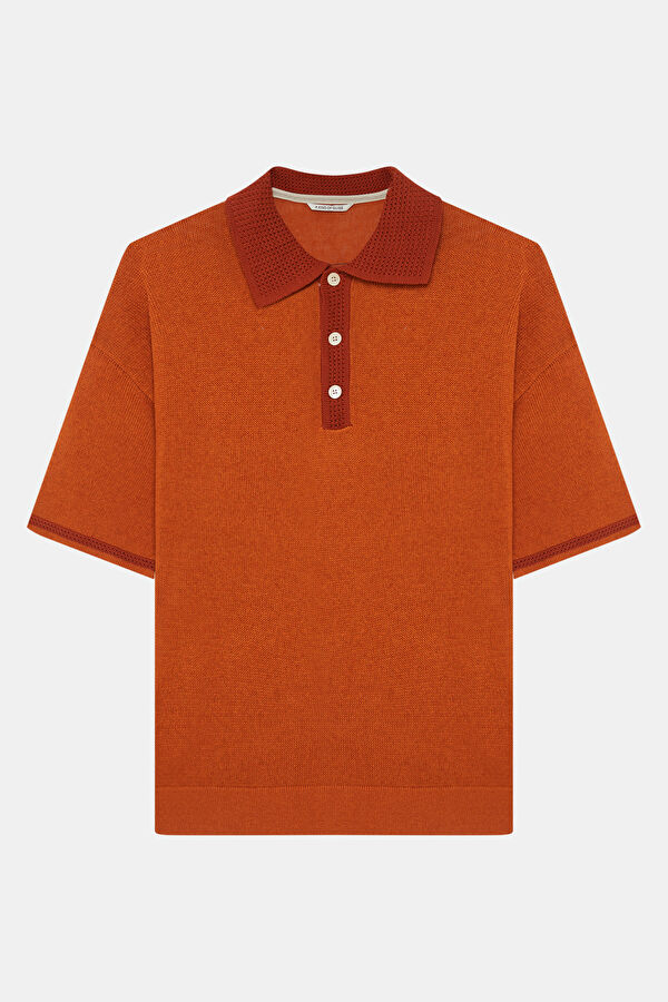 Relax Fit Orange Polo Collar Men's T-Shirt
