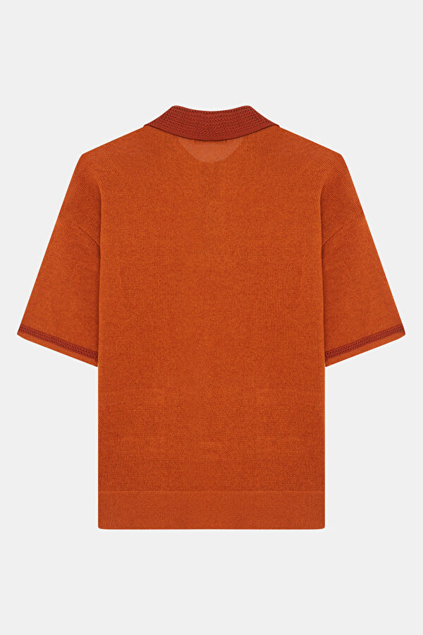 Relax Fit Orange Polo Collar Men's T-Shirt 2