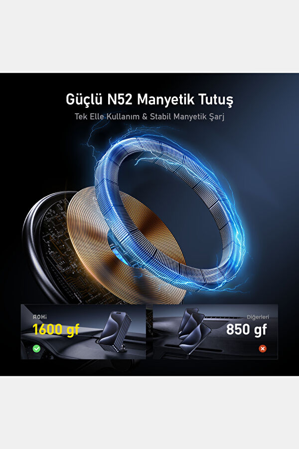 Superauto Katlanabilir Magmetic 15W Kablosuz Siyah 4