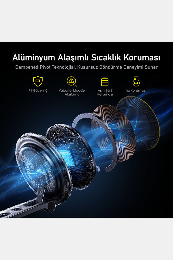 Superauto Katlanabilir Magmetic 15W Kablosuz Siyah 6
