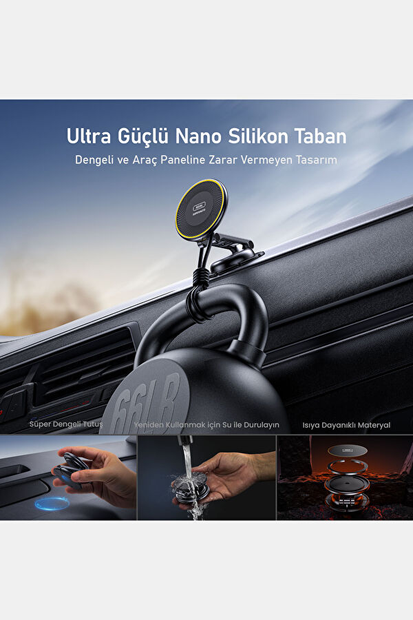 Superauto Katlanabilir Magmetic 15W Kablosuz Siyah 7