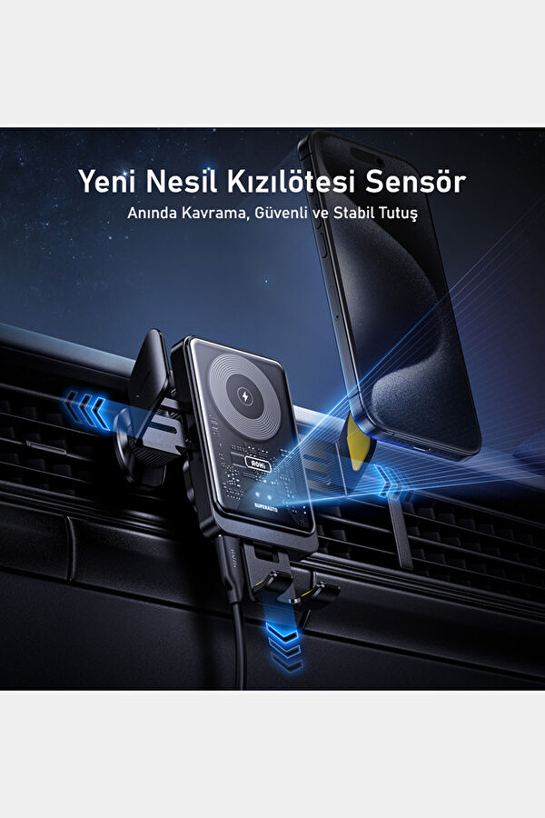 Superauto Akıllı Sensör 15W Kablosuz Siyah Şarj Cihazı 5
