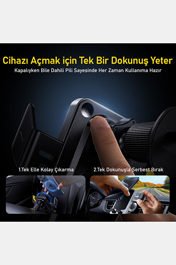 Superauto Akıllı Sensör 15W Kablosuz Siyah Şarj Cihazı 7