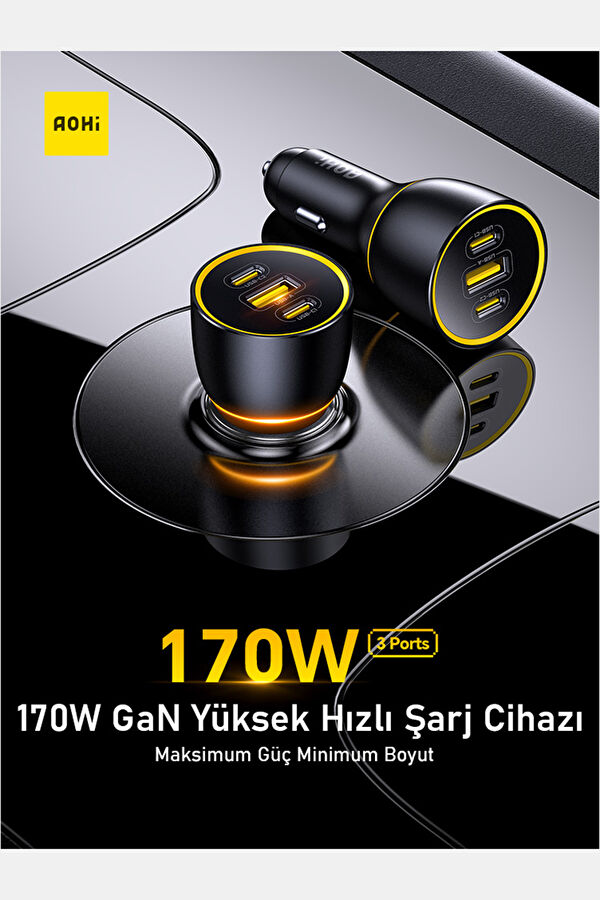 Superauto PD 170W 3 Portlu Siyah Araba Şarj Cihazı 8