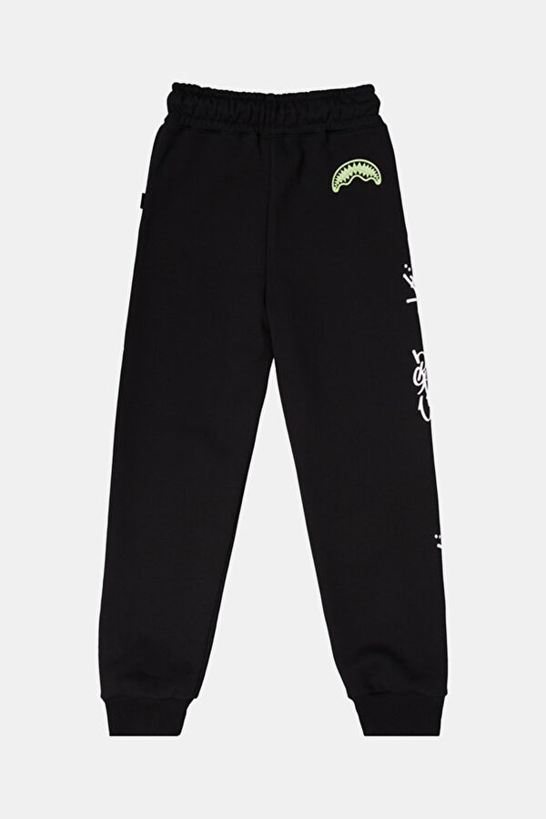 Siyah Dar Paça Çocuk Spor Pantolon 2