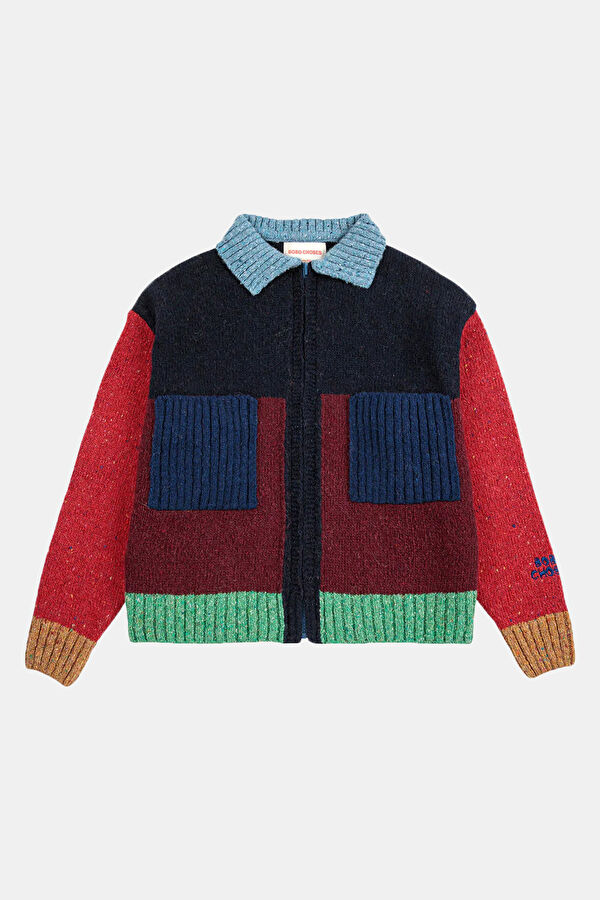 Multicolor Design Filled Cardigan
