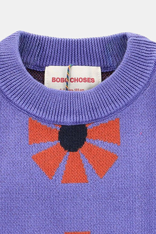 Blue Embroidered Knitted Kids Sweater 2