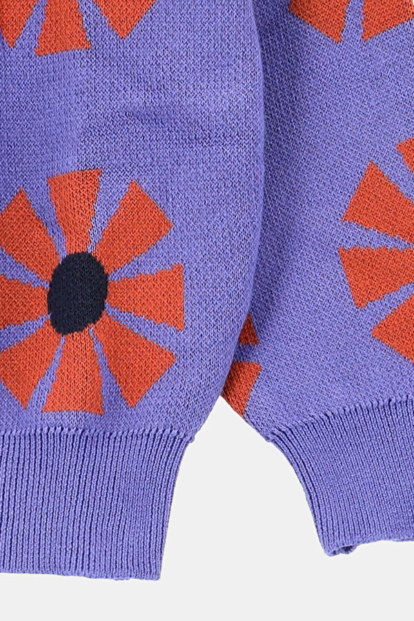 Blue Embroidered Knitted Kids Sweater 3