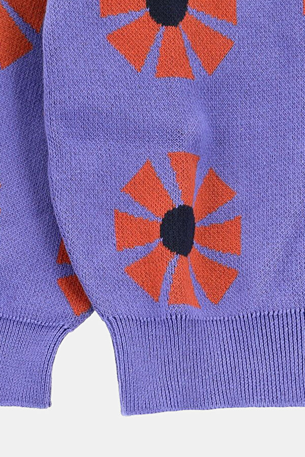 Blue Embroidered Knitted Kids Sweater 4