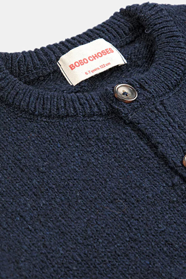 Navy Blue Embroidered Tricot Cardigan 3
