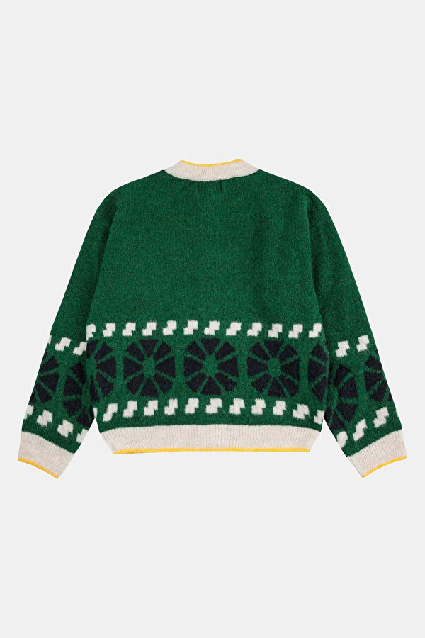 Green Embroidered Tricot Cardigan 2