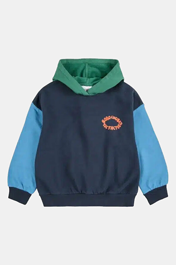 Çok Renkli Relax Kalıp Kapuşonlu Çocuk Sweatshirt