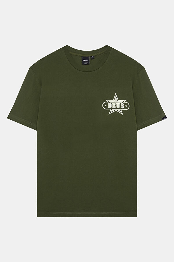 Relax Fit Khaki Crew Neck Printed T-Shirt