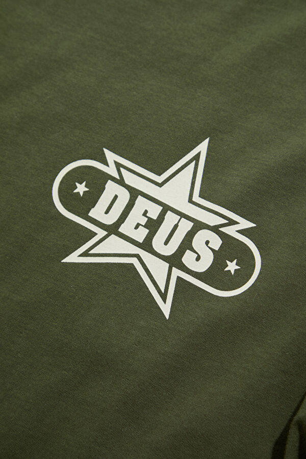 Relax Fit Khaki Crew Neck Printed T-Shirt 4