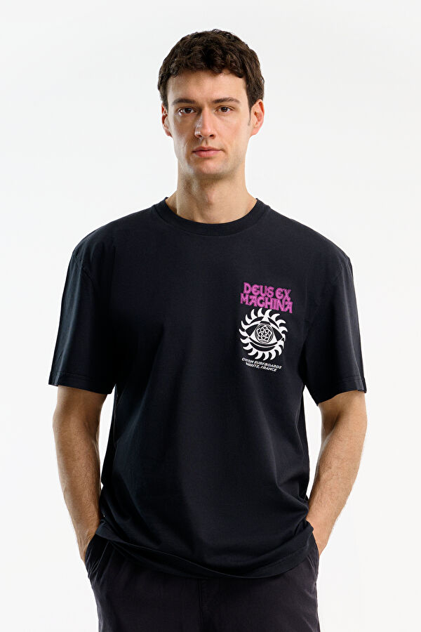 Relax Fit Anthracite Crew Neck Printed Men's T-Shirt