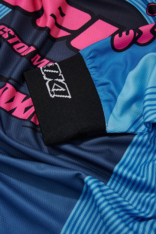 Relax Fit Blue Crew Neck Printed T-Shirt 4