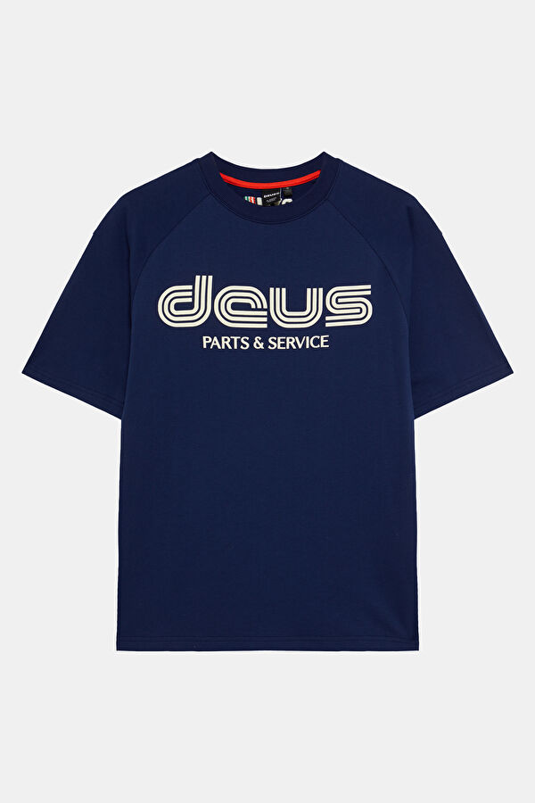 Relax Fit Navy Blue Crew Neck Printed T-Shirt