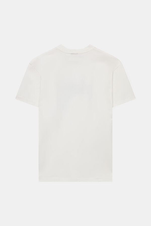 Relax Fit White Crew Neck Printed T-Shirt 2