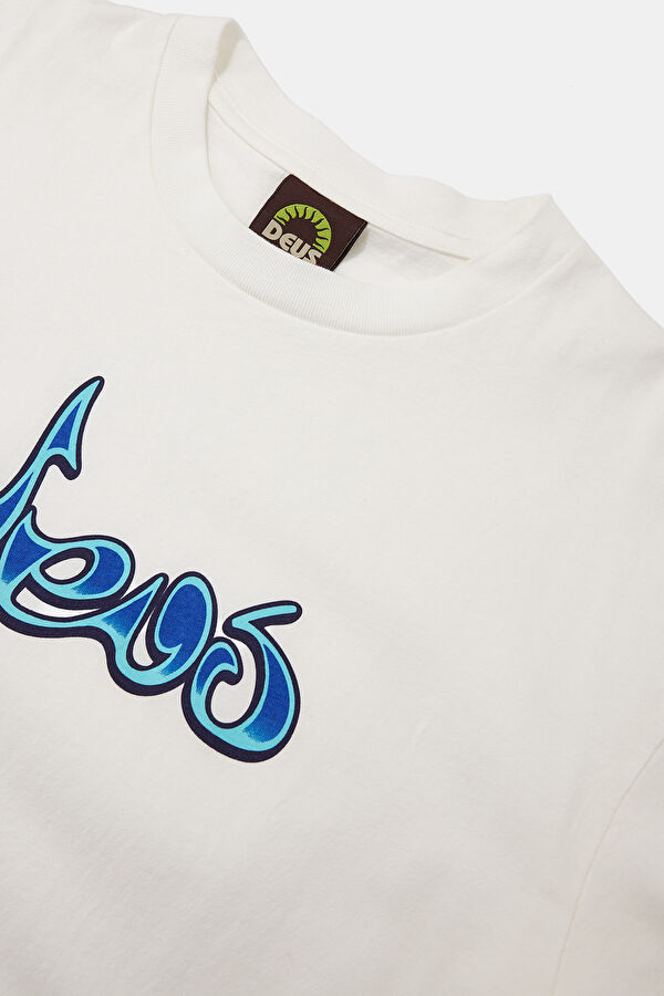 Relax Fit White Crew Neck Printed T-Shirt 3