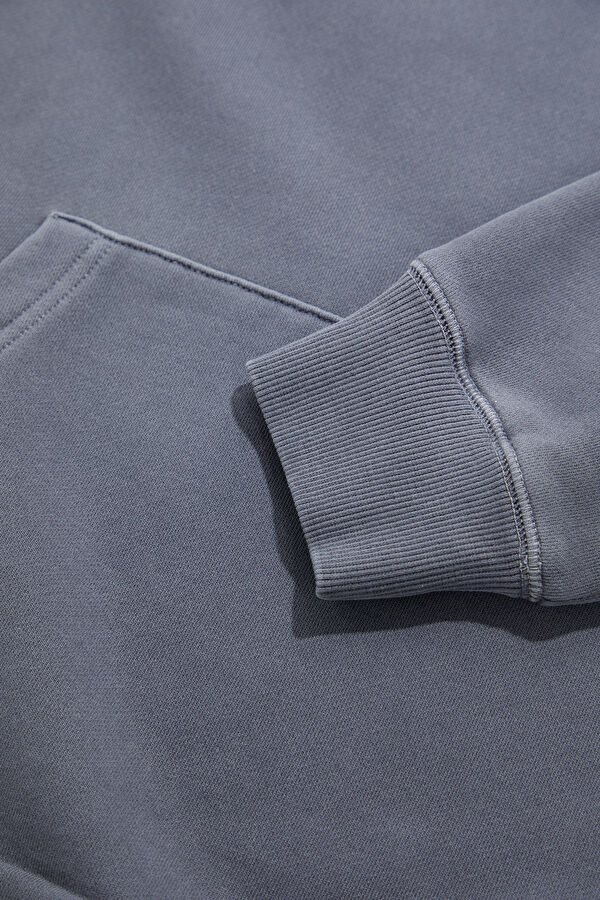 Gri Relax Kalıp Kapuşonlu Erkek Sweatshirt 5