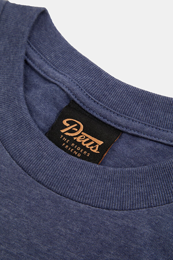 Relax Fit Blue Crew Neck Printed T-Shirt 3