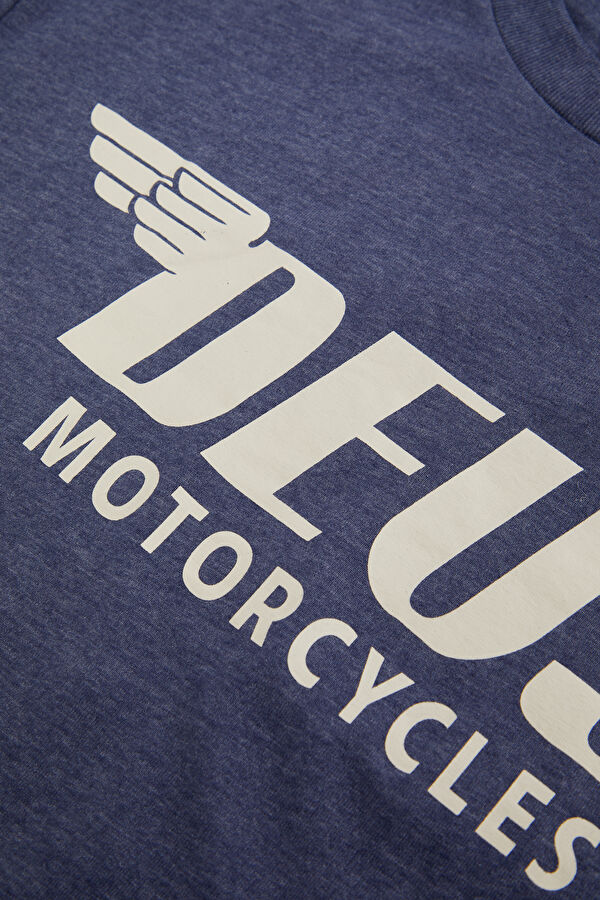 Relax Fit Blue Crew Neck Printed T-Shirt 4
